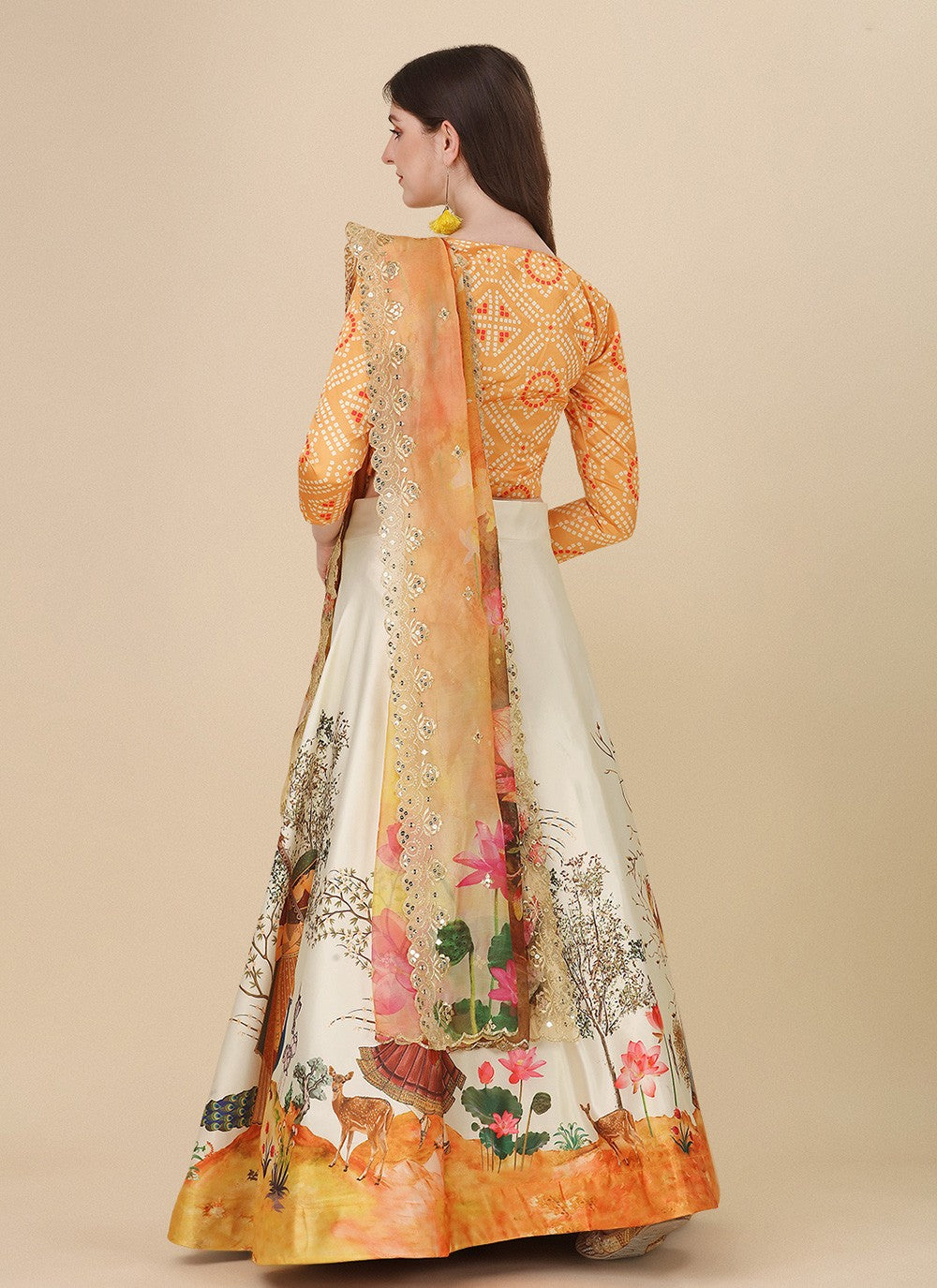 Digital Print Satin Silk A - Line Lehenga - L2081