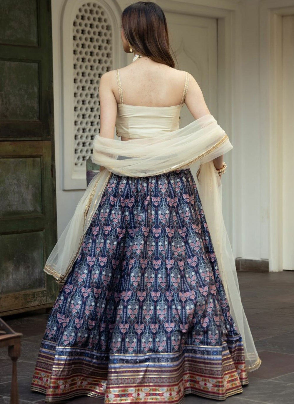 Digital Print Organza A - Line Lehenga - L2272