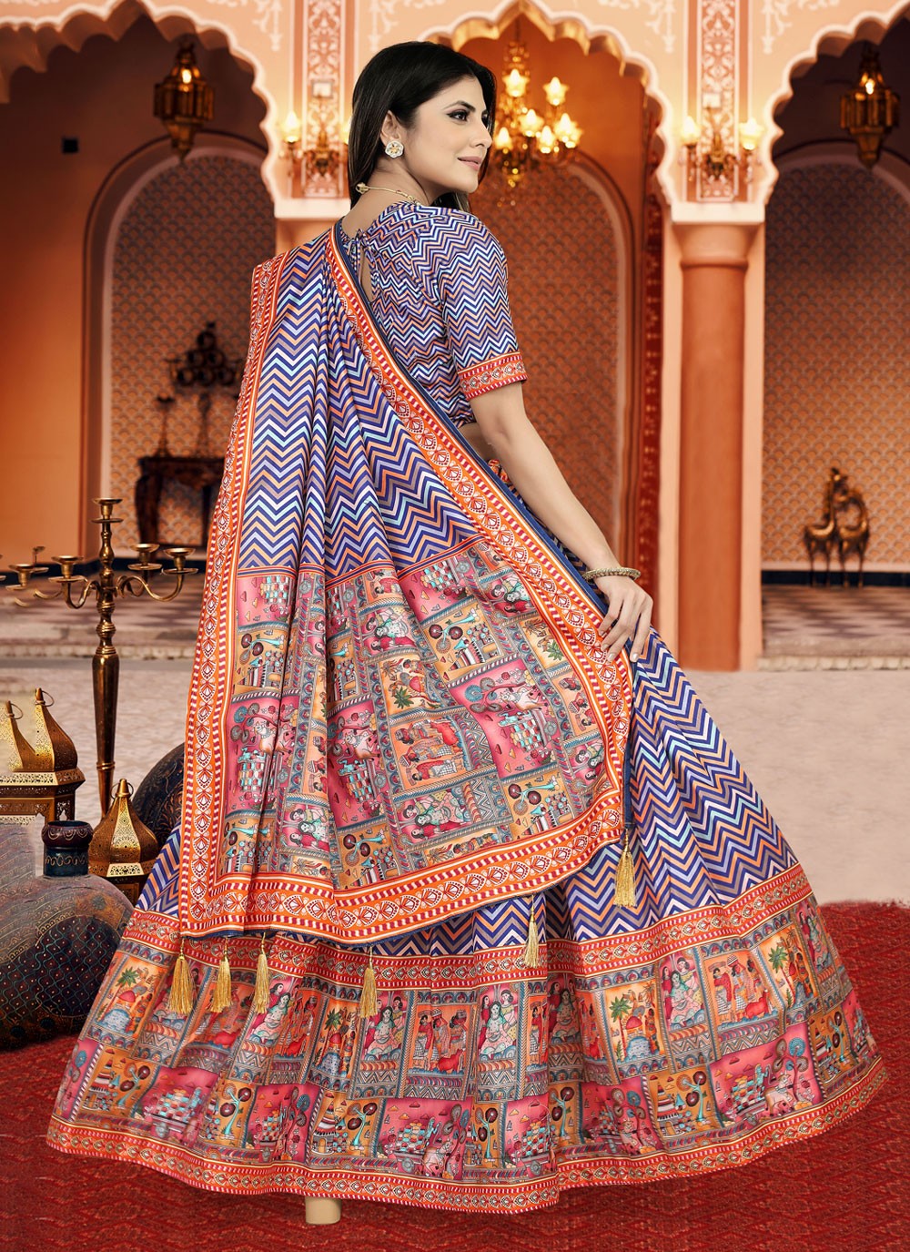 Digital Print Silk A - Line Lehenga - L1210