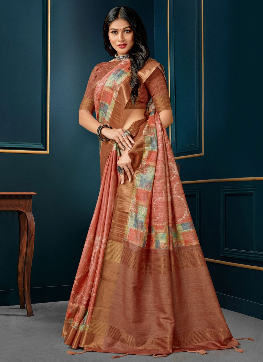 Classic Digital Print Silk Saree - S4691