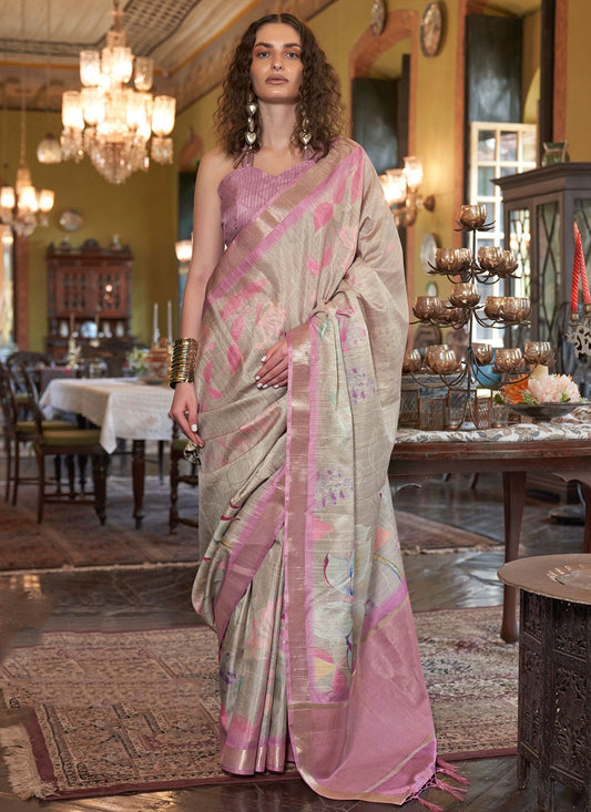 Casual Digital Print Banarasi Silk Saree - S6101