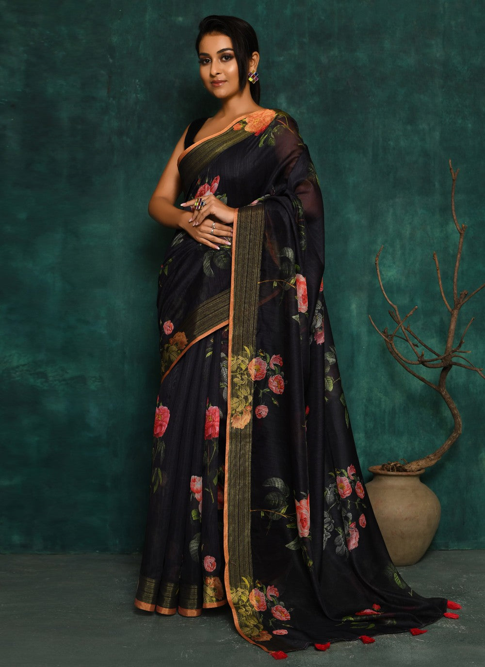 Classic Digital Print Faux Georgette Saree - S2174