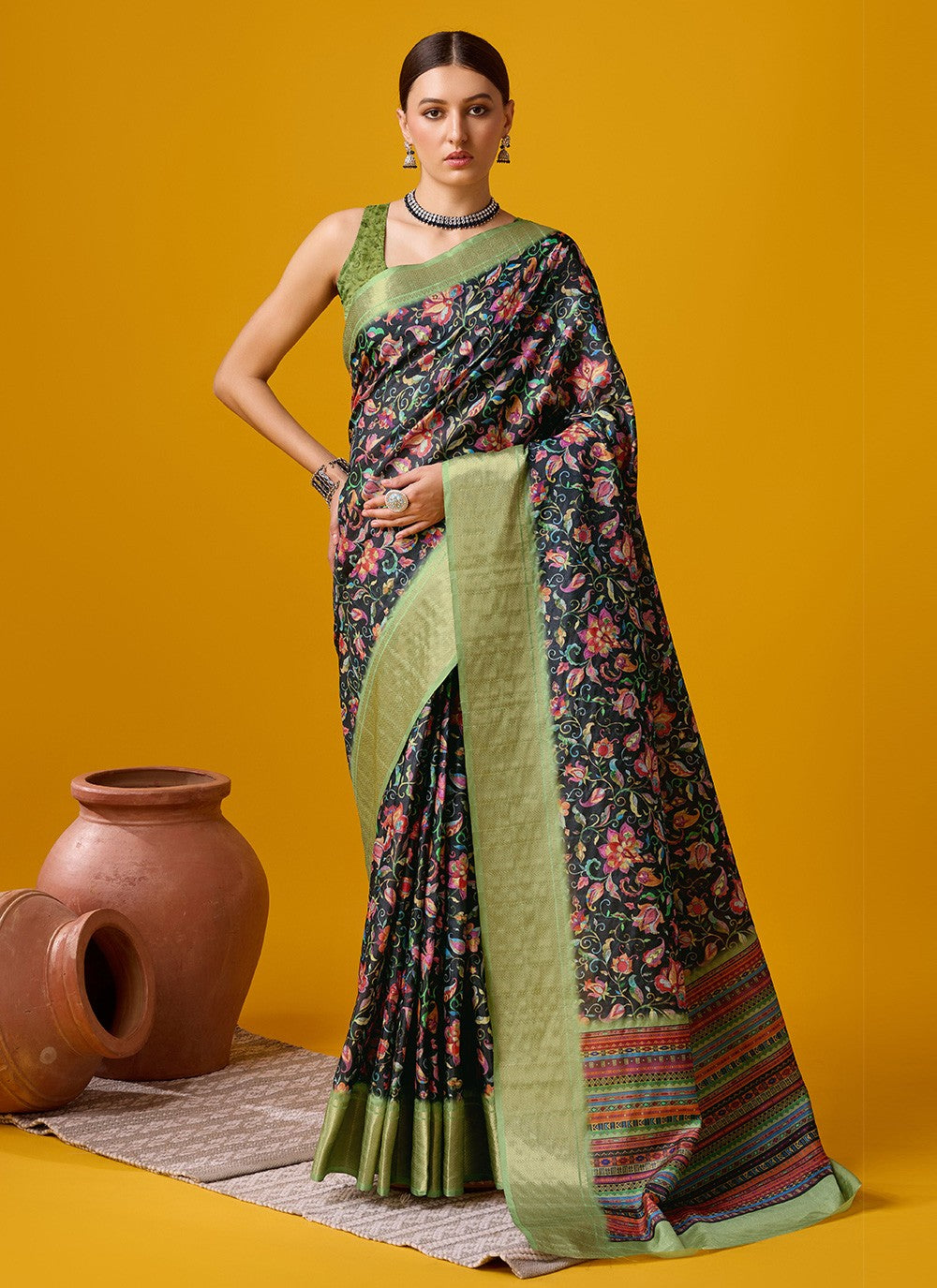 Classic Digital Print Cotton Saree - S6142