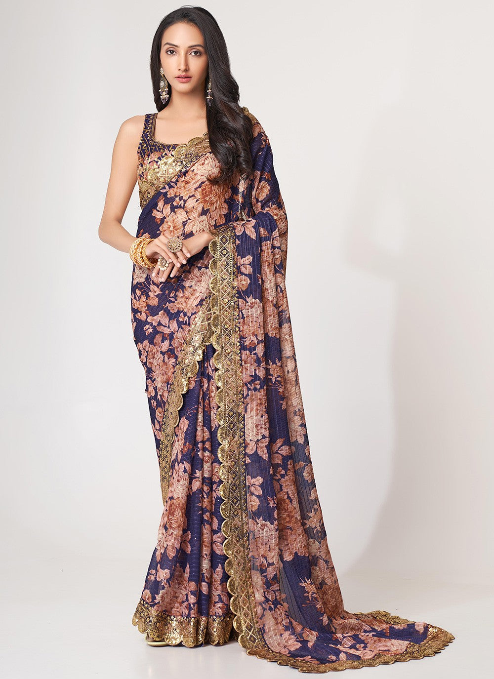 Classic Digital Print Organza Saree - S3068