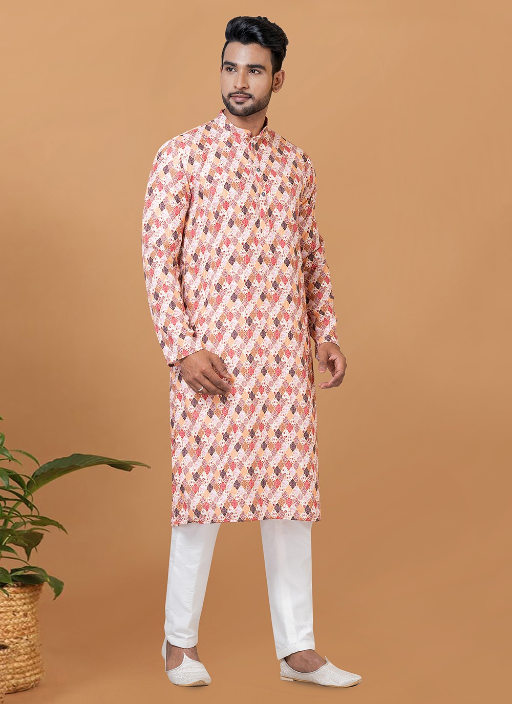 Digital Print Cotton Multi Colour Kurta Pyjama - M5917