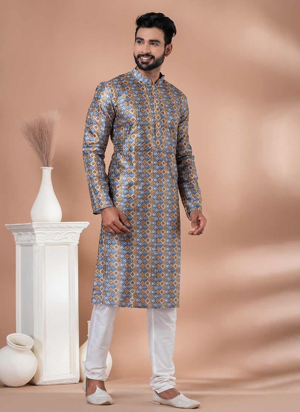 Digital Print Cotton Multi Colour Kurta Pyjama - M6992