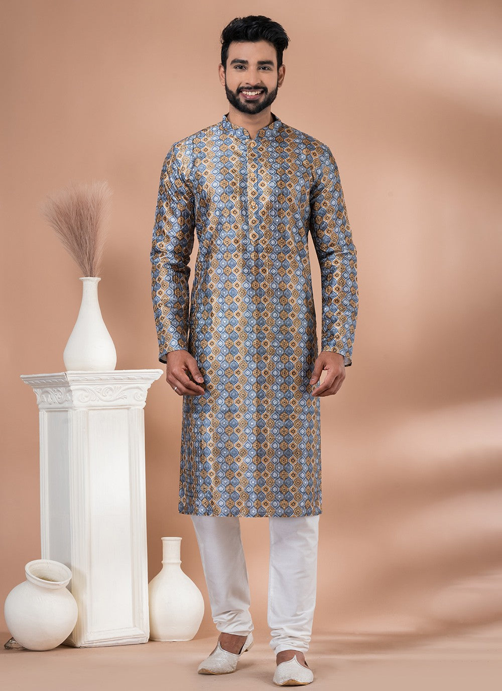 Digital Print Cotton Multi Colour Kurta Pyjama - M6992