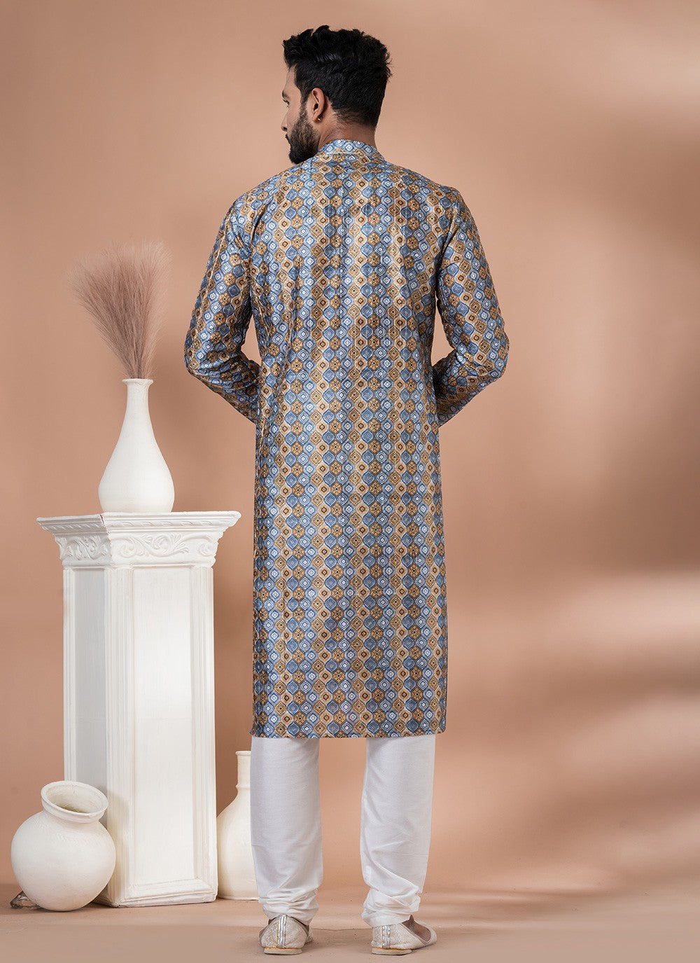 Digital Print Cotton Multi Colour Kurta Pyjama - M6992