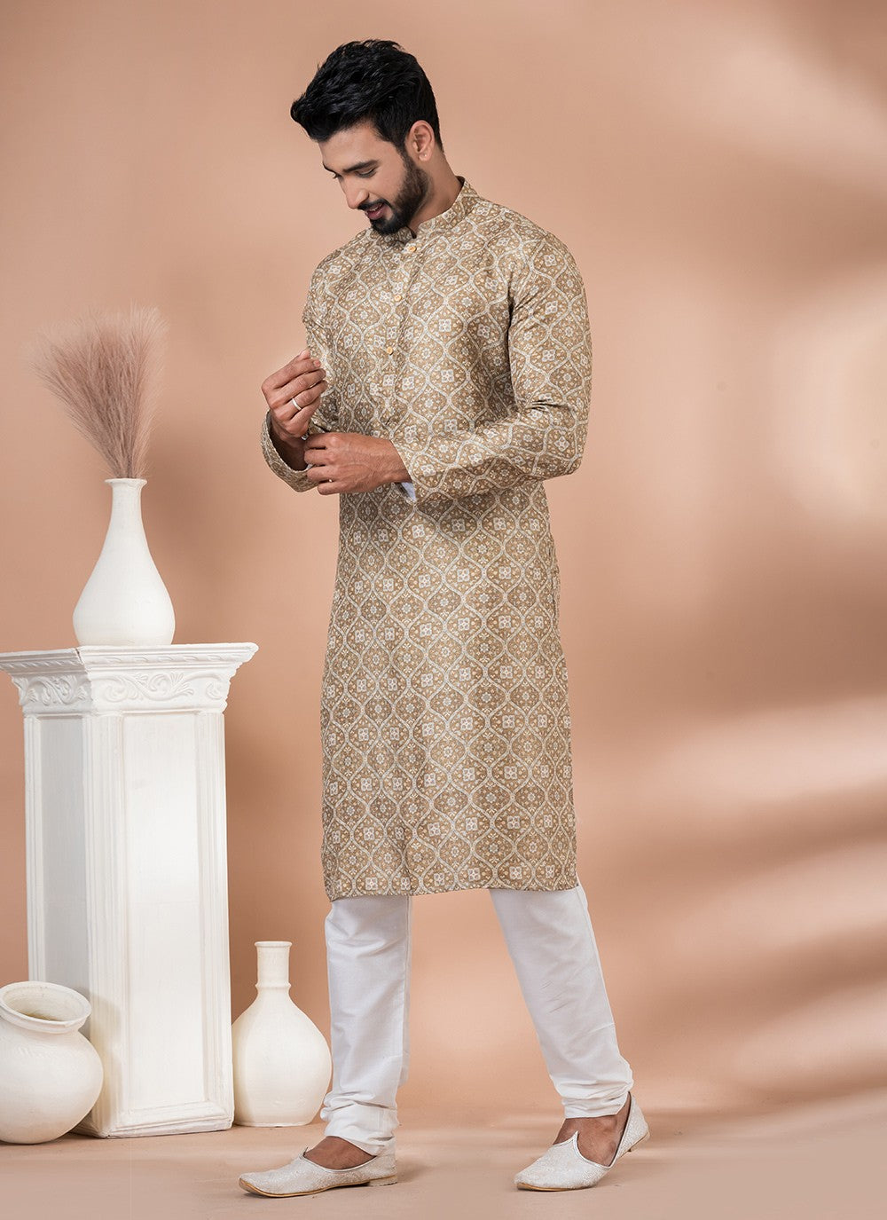 Digital Print Cotton Multi Colour Kurta Pyjama - M6997