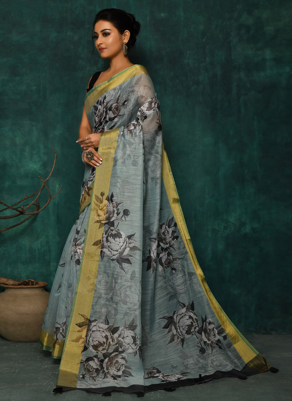 Classic Digital Print Faux Georgette Saree - S2342