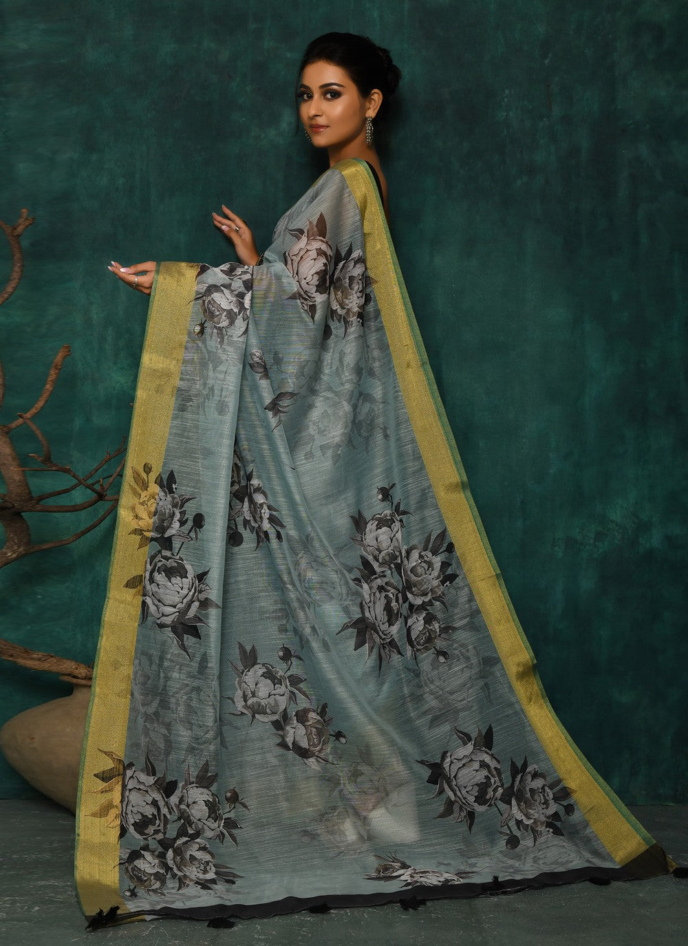 Classic Digital Print Faux Georgette Saree - S2342