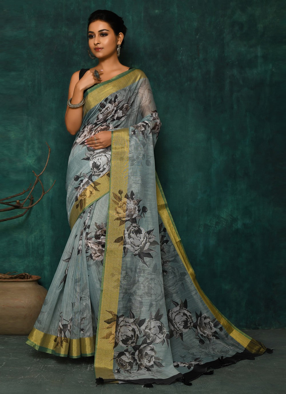 Classic Digital Print Faux Georgette Saree - S2342