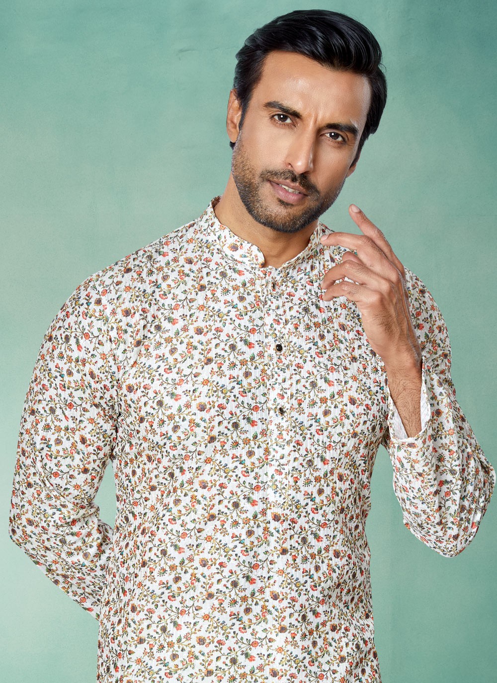 Digital Print Fancy Fabric Multi Colour Kurta Pyjama - M5092