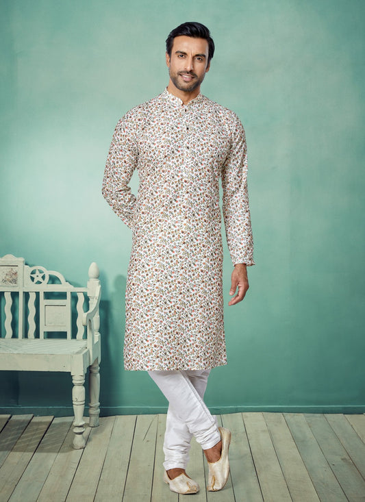 Digital Print Fancy Fabric Multi Colour Kurta Pyjama - M5092