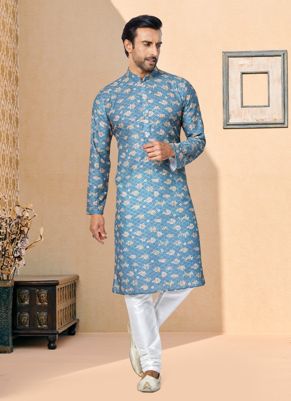 Digital Print Fancy Fabric Multi Colour Kurta Pyjama - M5102