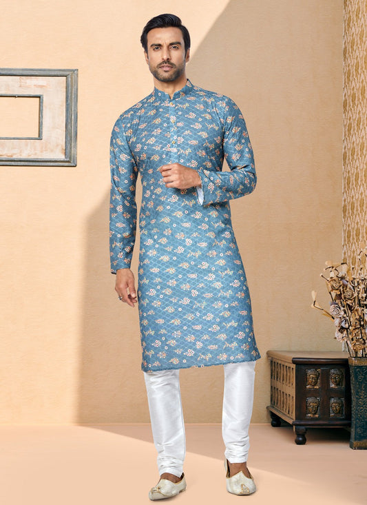 Digital Print Fancy Fabric Multi Colour Kurta Pyjama - M5102