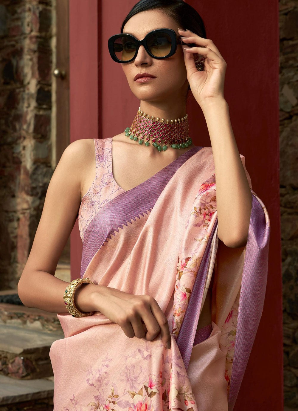 Classic Digital Print Art Silk Saree - S9564