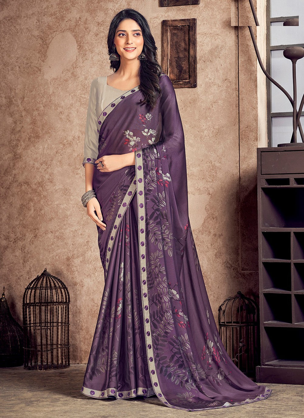 Classic Digital Print Georgette Saree - S3376