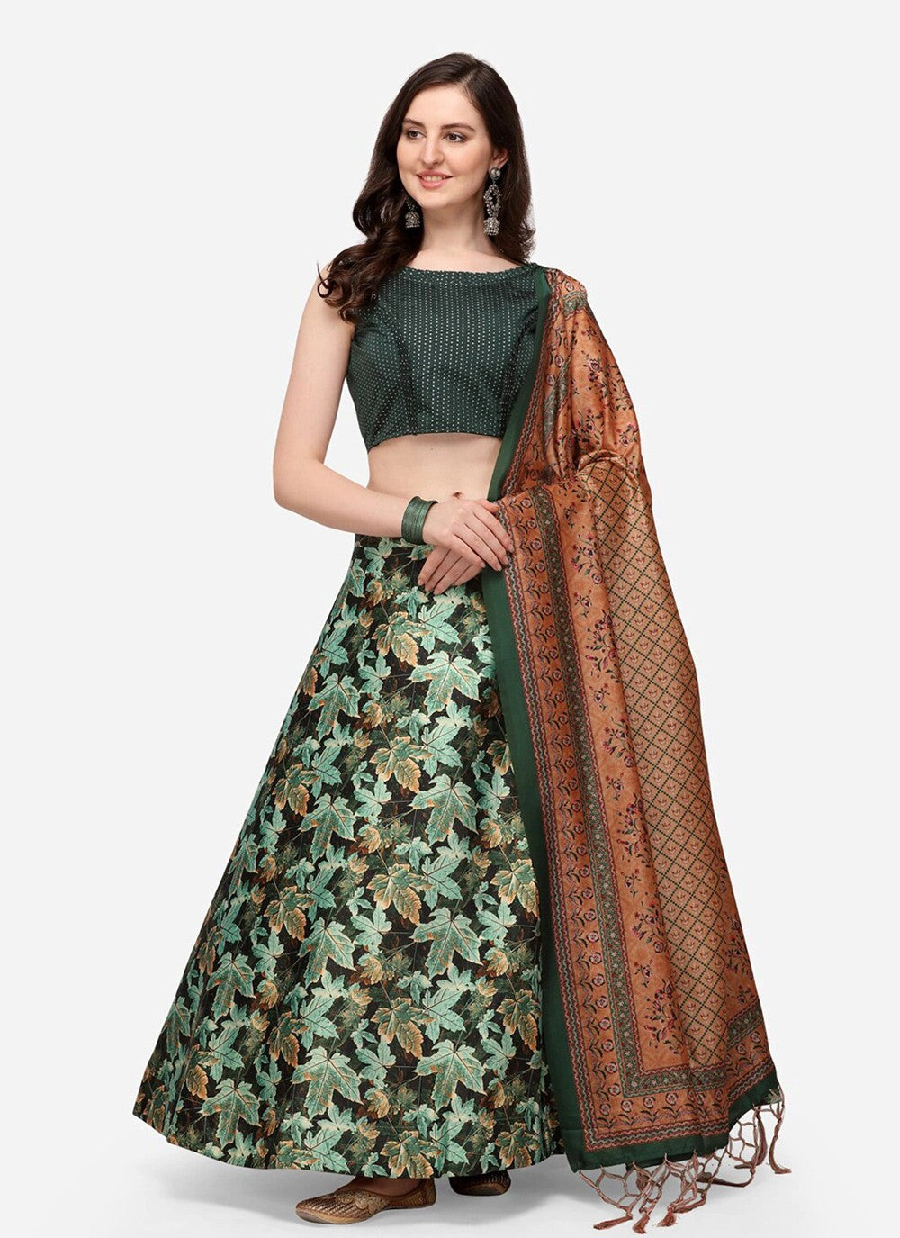 Digital Print Satin Silk A - Line Lehenga - L2115