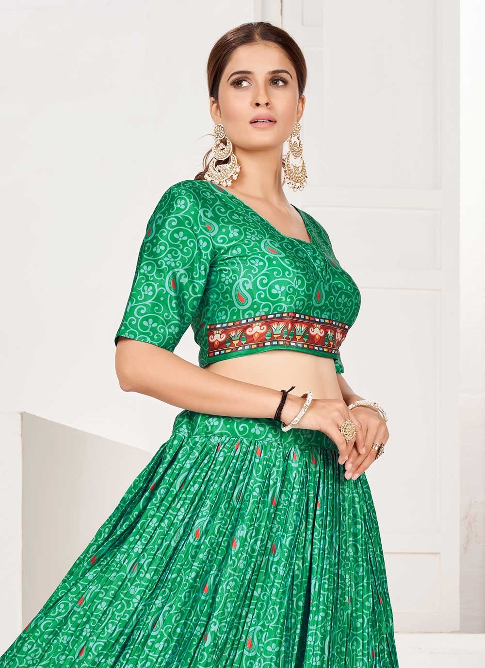 Digital Print Satin A - Line Lehenga - L0685