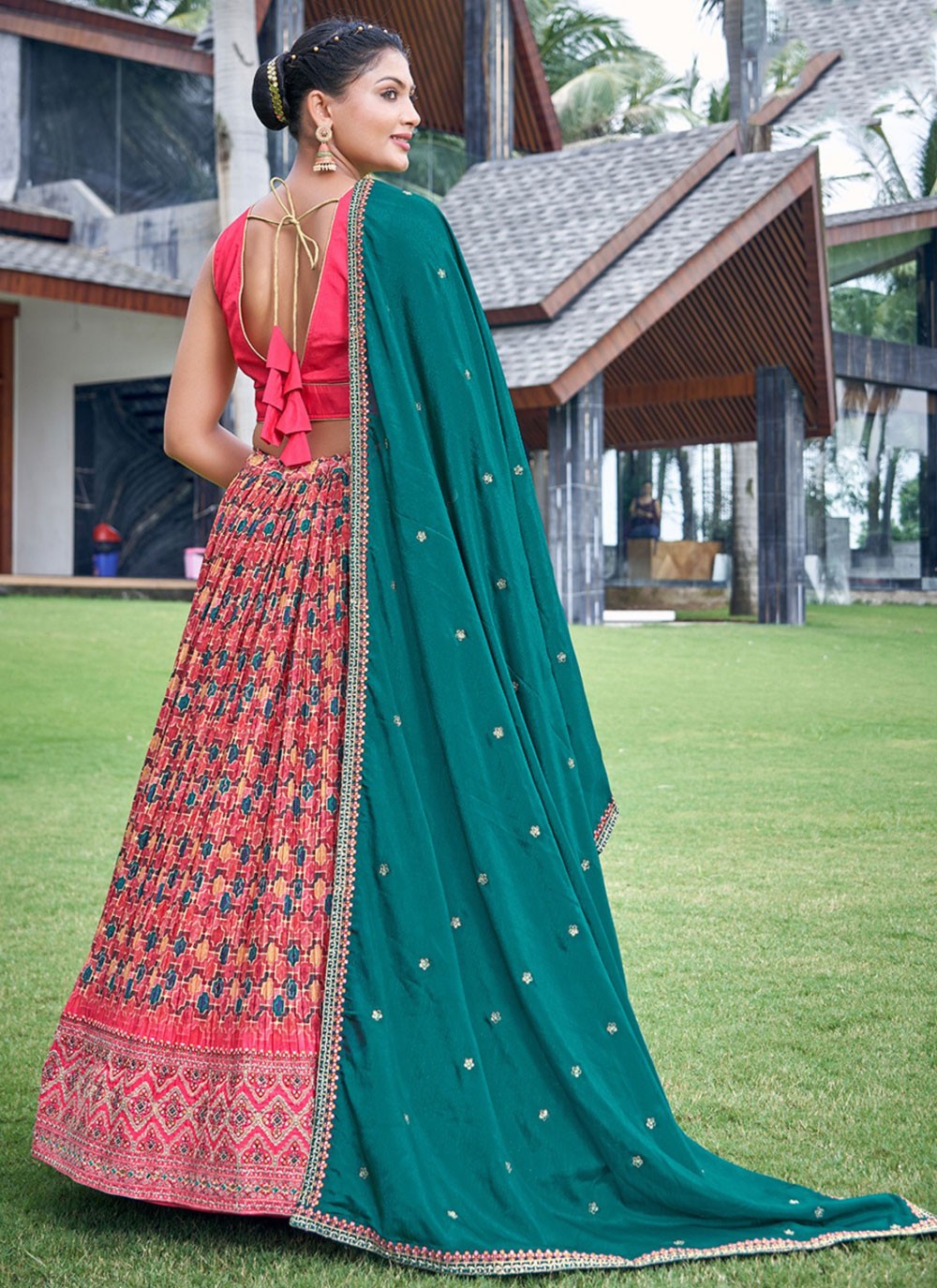 Digital Print Chinon Lehenga - L3124