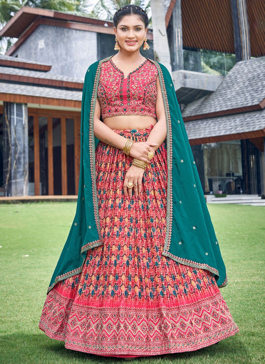 Digital Print Chinon Lehenga - L3124