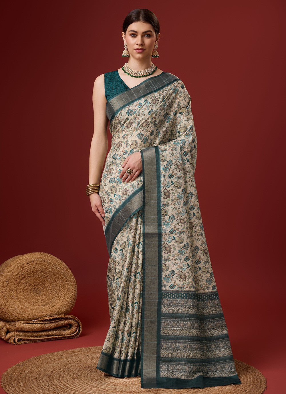 Classic Digital Print Cotton Saree - S6142