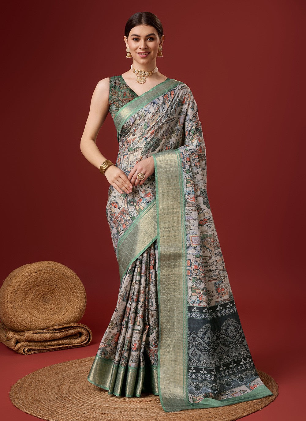 Classic Digital Print Cotton Saree - S6142