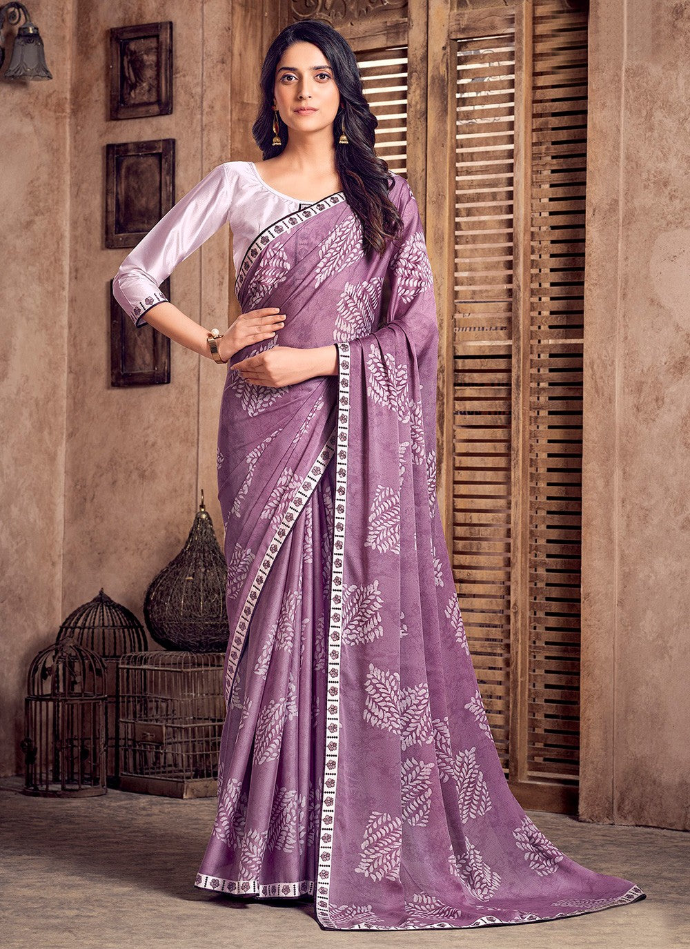 Classic Digital Print Georgette Saree - S3376