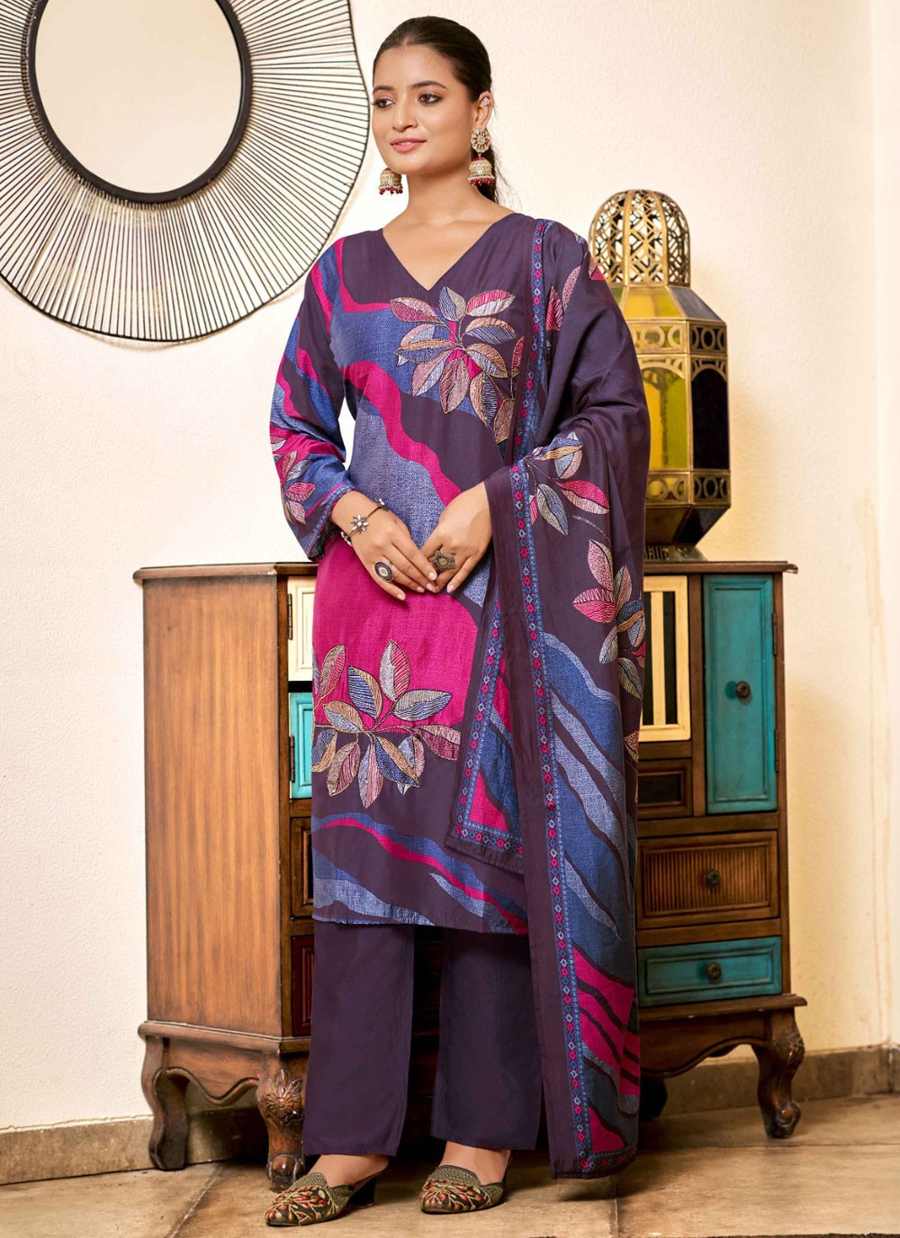 Silk, Viscose Salwar Suit - T3899