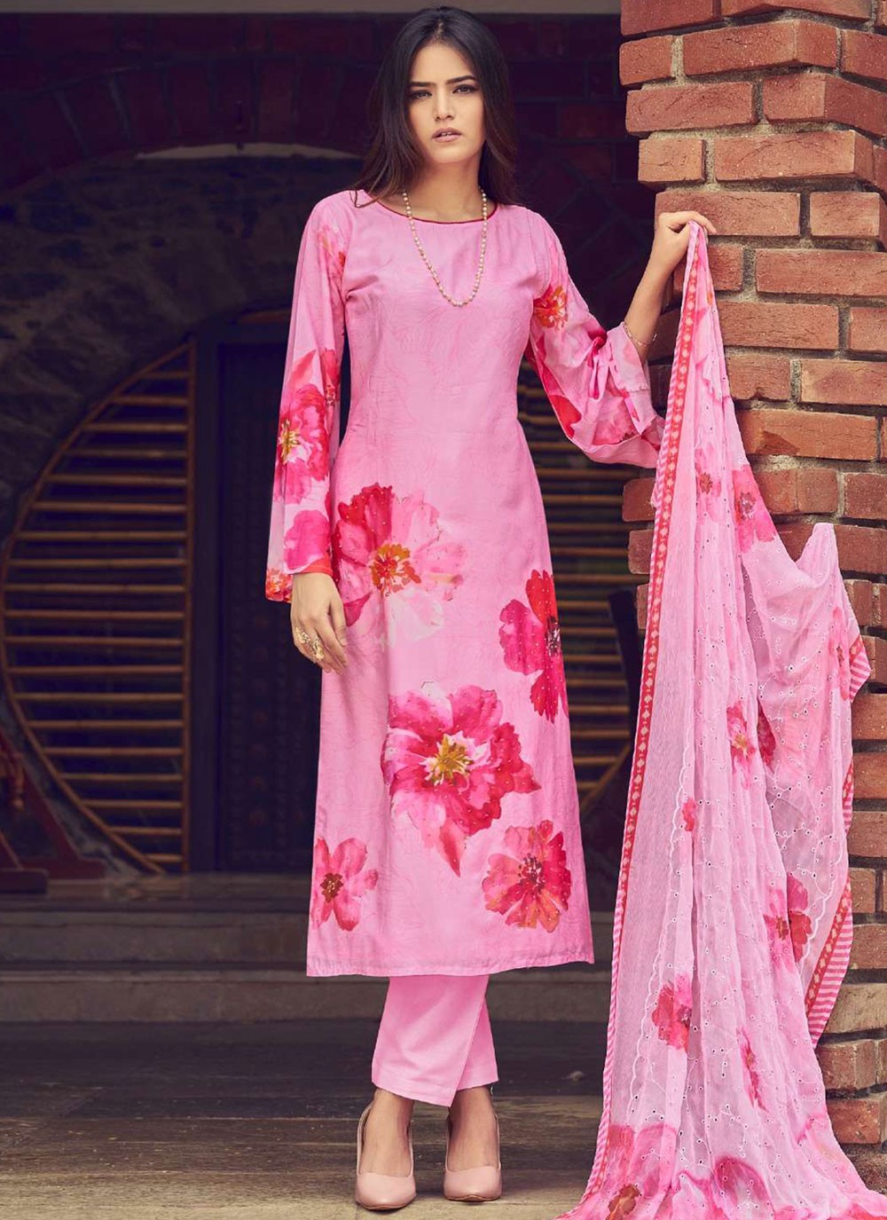 Digital Print Muslin Salwar Suit - T4427