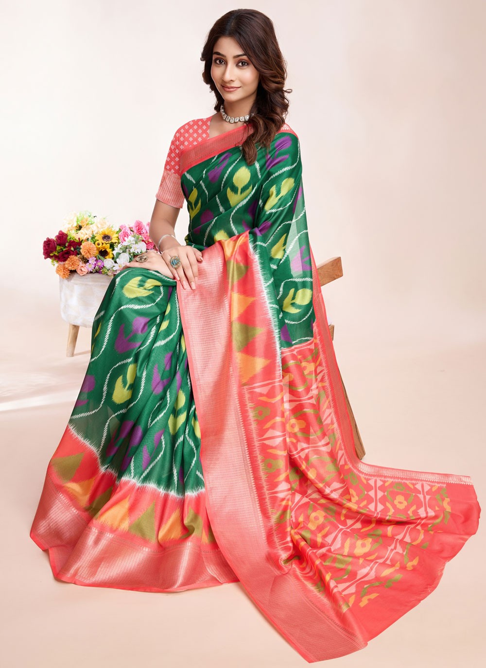 Trendy Digital Print Pure Dola Blue Saree - S10959