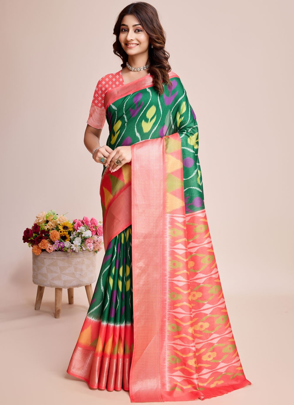 Trendy Digital Print Pure Dola Blue Saree - S10959