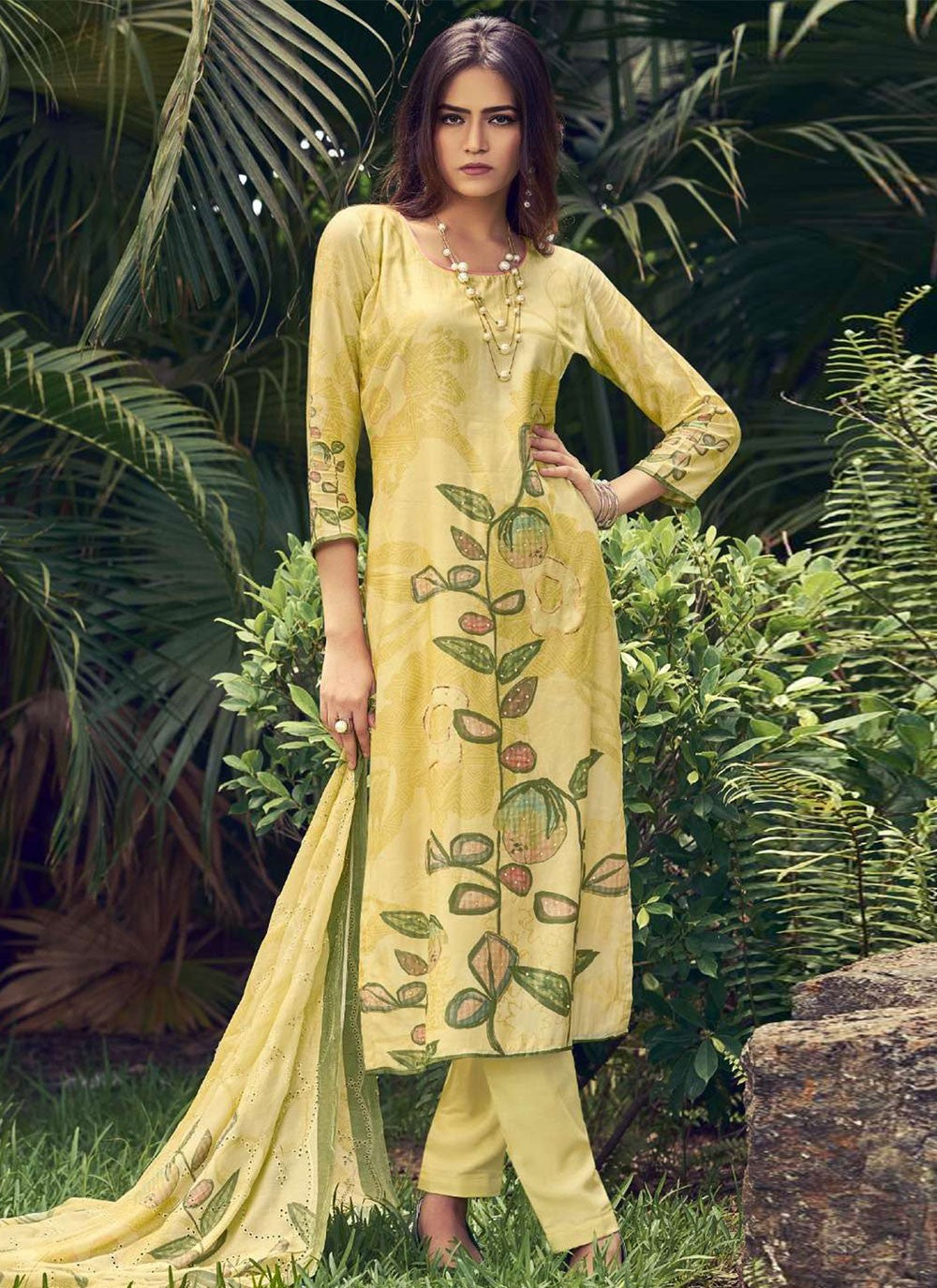 Digital Print Muslin Salwar Suit - T4427