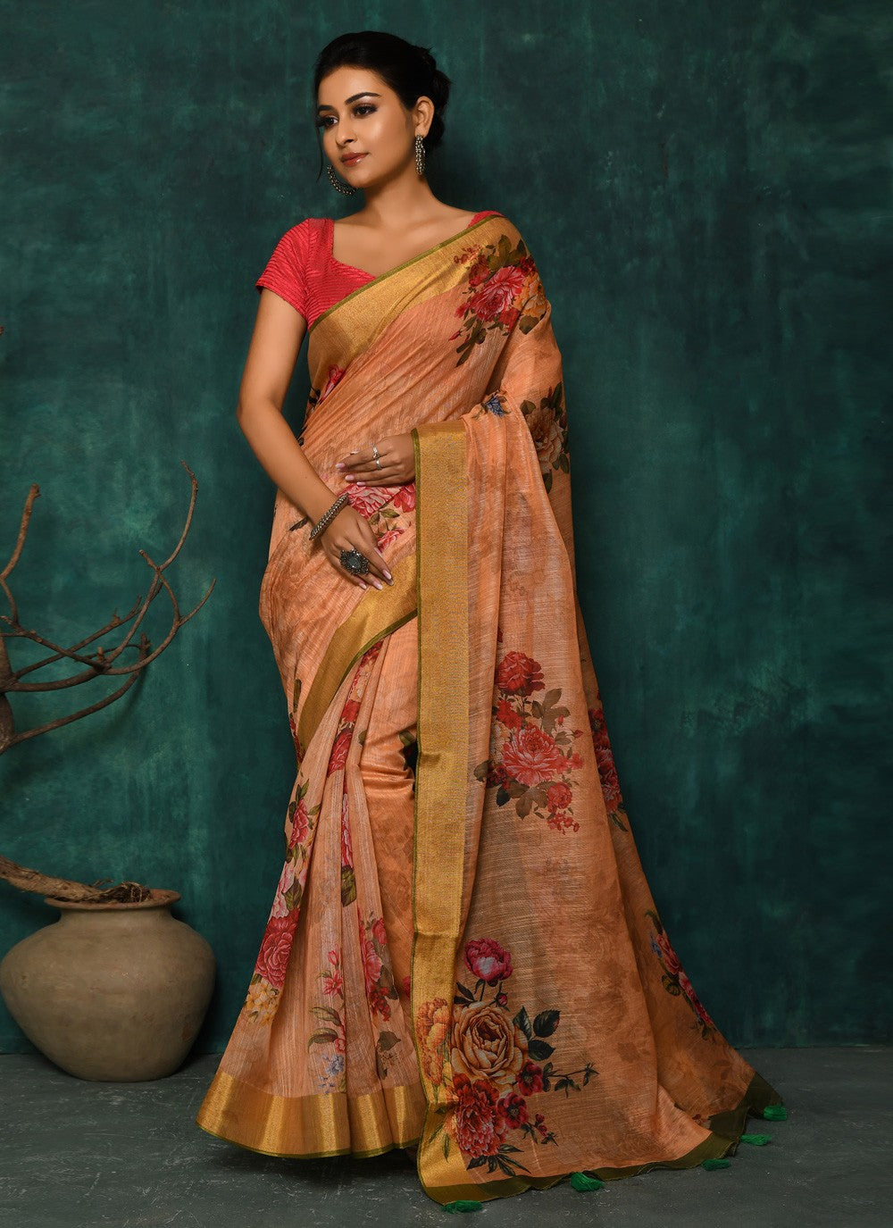 Classic Digital Print Faux Georgette Saree - S2174