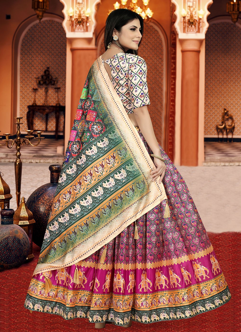 Digital Print Silk A - Line Lehenga - L1210