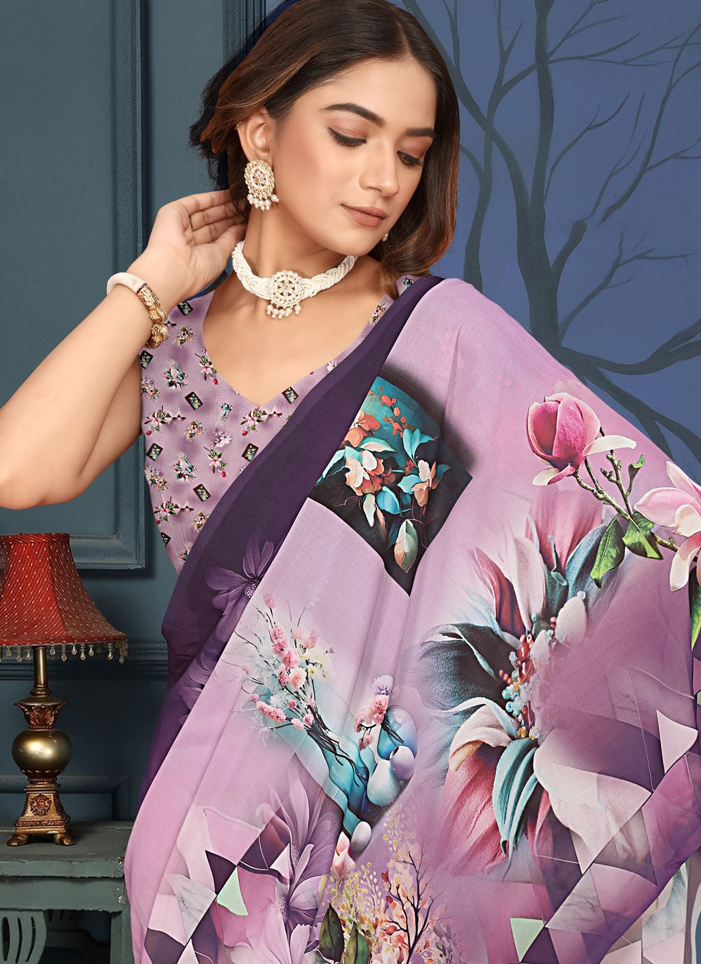 Classic Digital Print Weight Less Saree - S9171