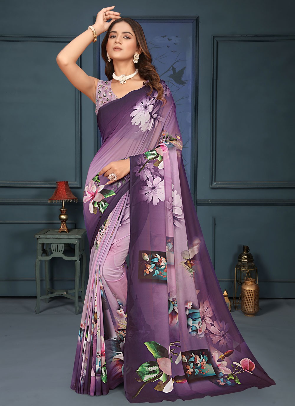 Classic Digital Print Weight Less Saree - S9171