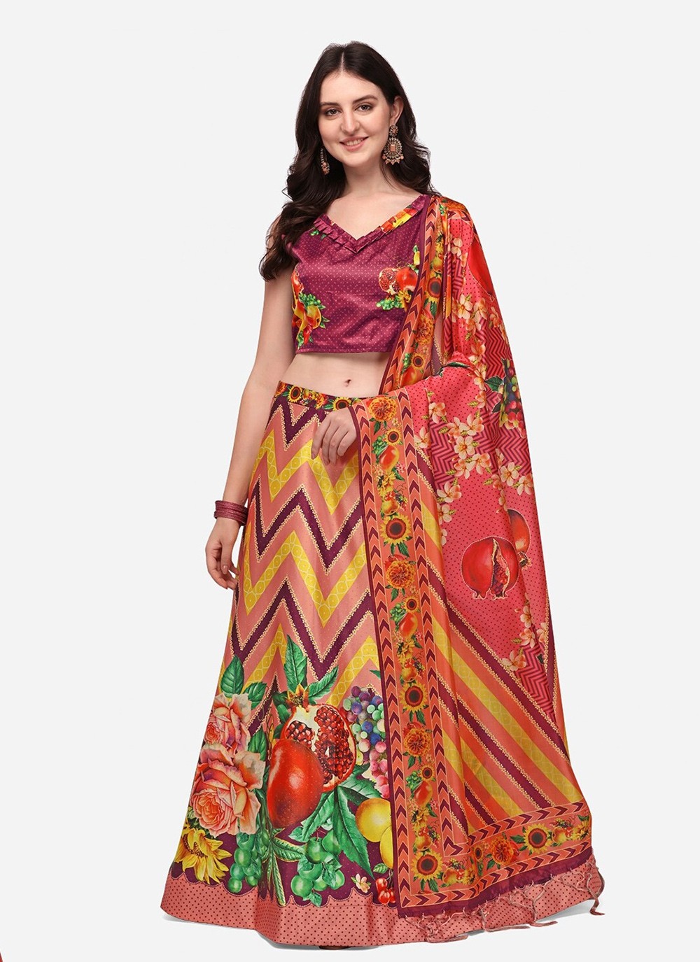 Digital Print Satin A - Line Lehenga - L2075