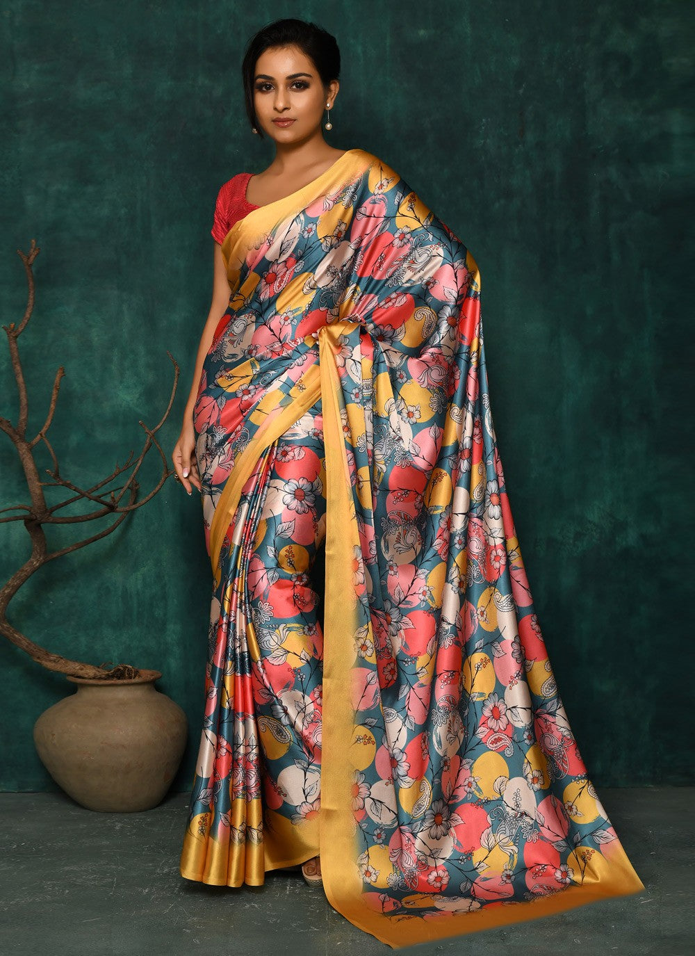 Classic Digital Print Faux Georgette Saree - S2174