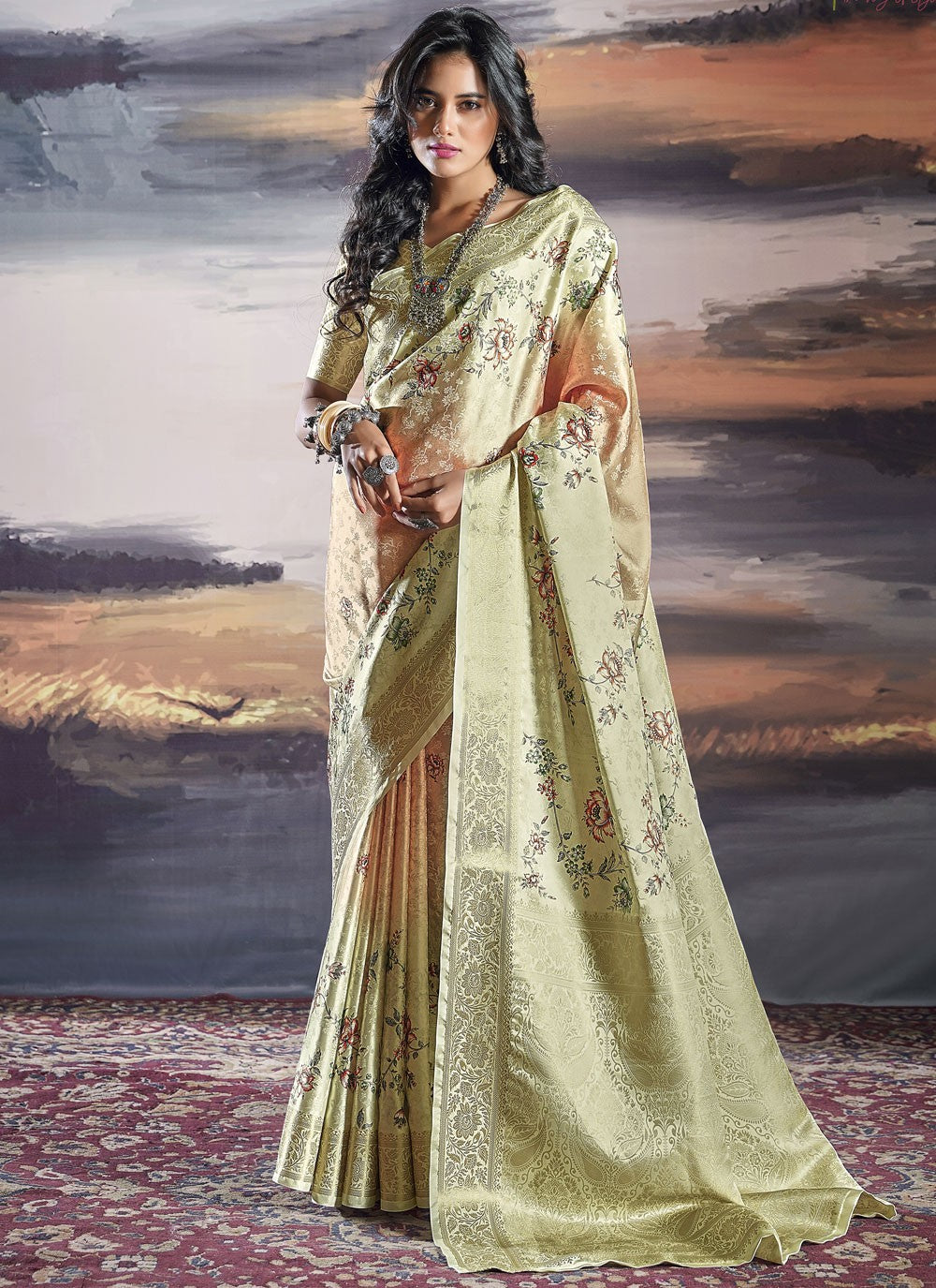 Classic Digital Print Satin Saree - S9978