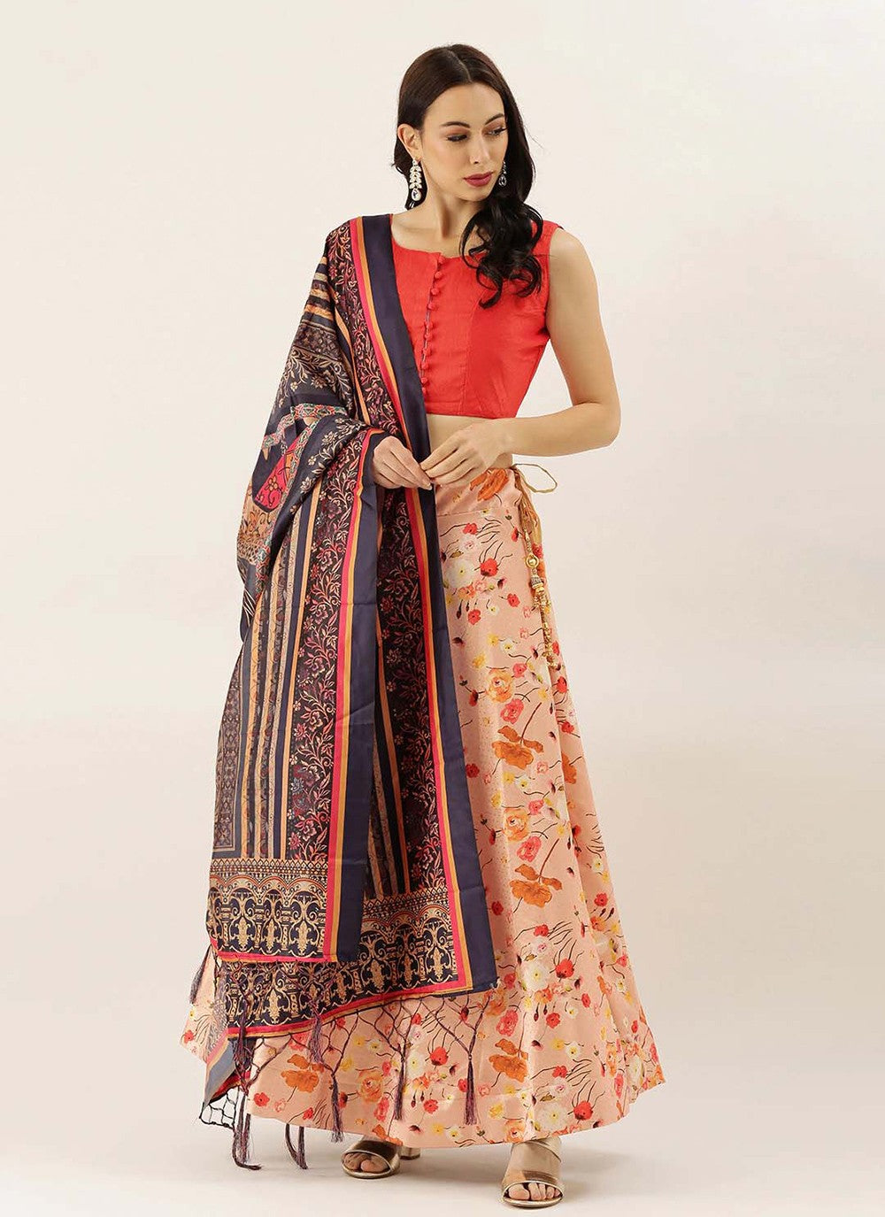 Digital Print Satin Silk A - Line Lehenga - L2115