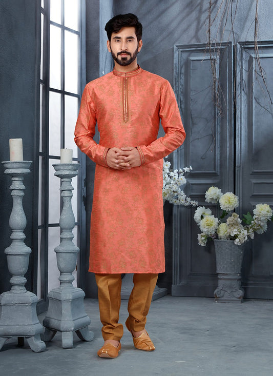 Digital Print Silk Pink Kurta Pyjama - M3025