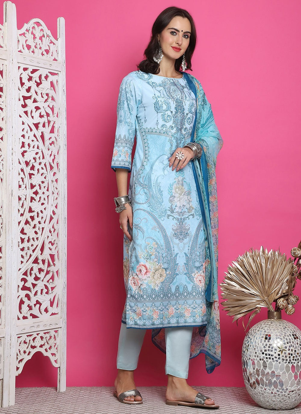 Satin Salwar Suit - T3163