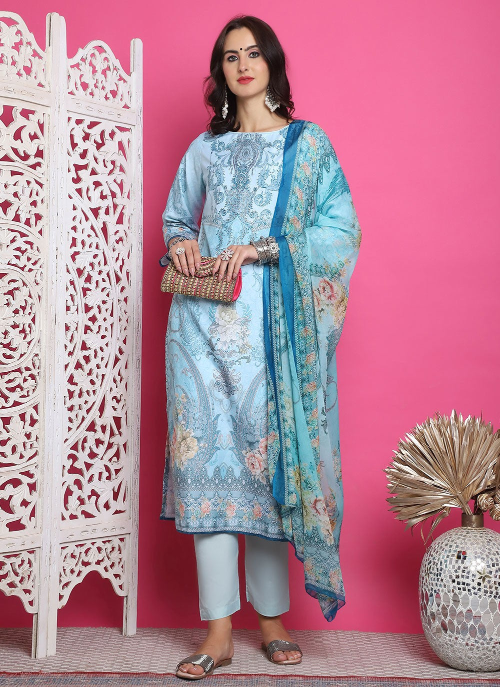 Satin Salwar Suit - T3163