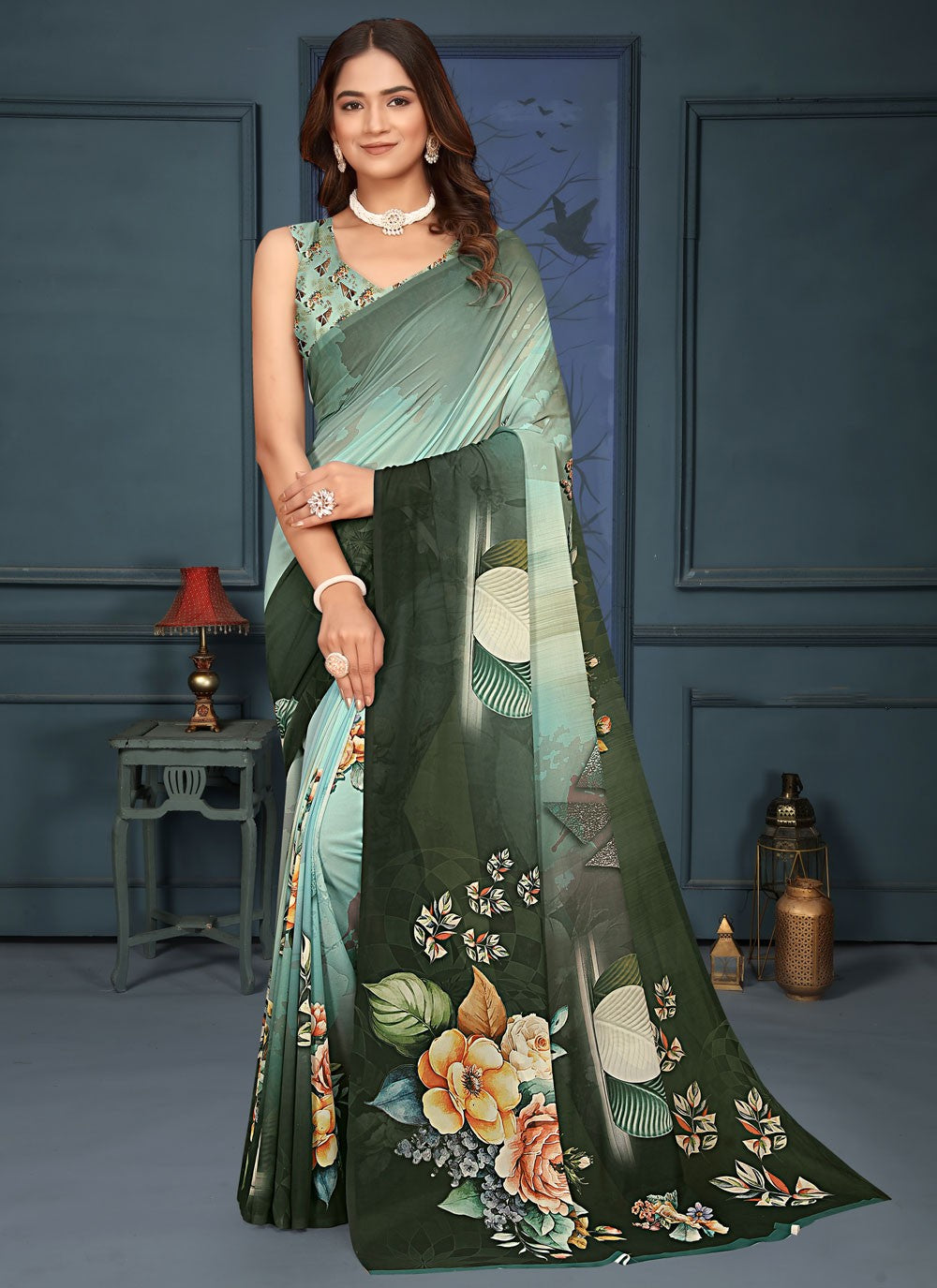 Classic Digital Print Weight Less Saree - S9471