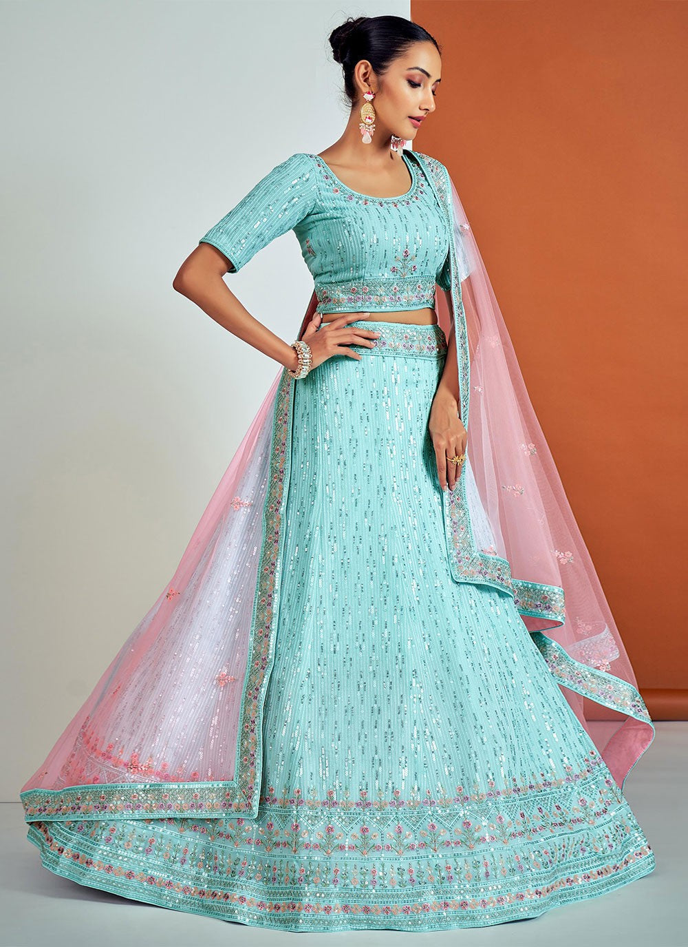 Dori Work Georgette A - Line Lehenga - L0878