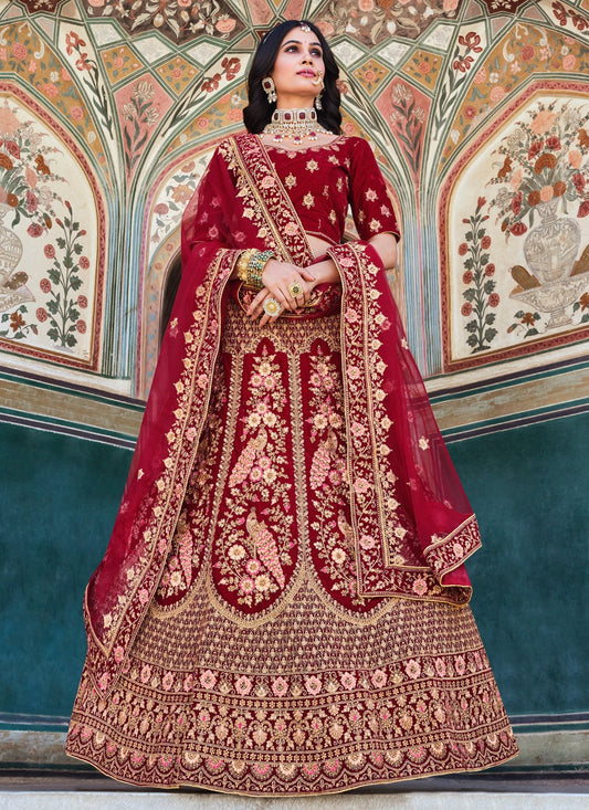 Dori Work Velvet A - Line Lehenga - L1108