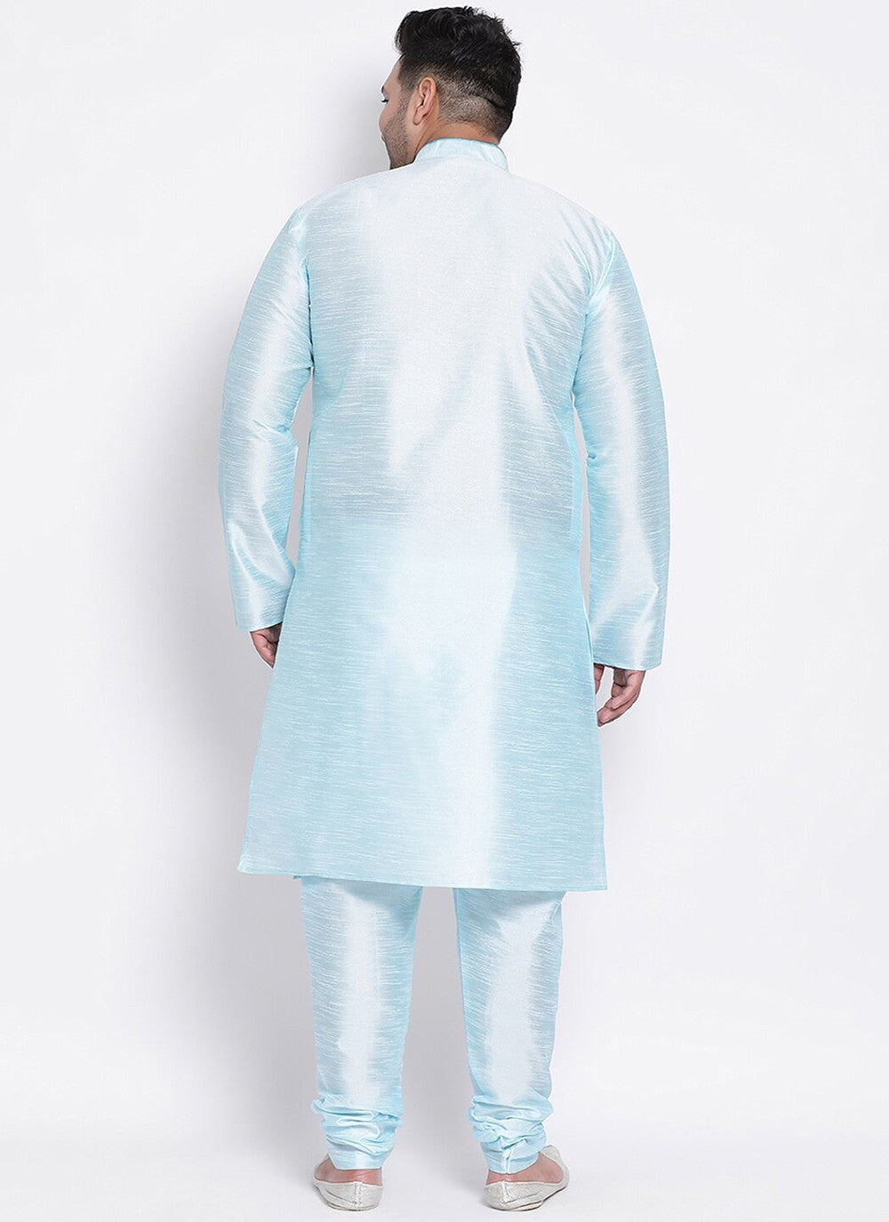 Plain Dupion Silk Aqua Blue Kurta Pyjama - M2667