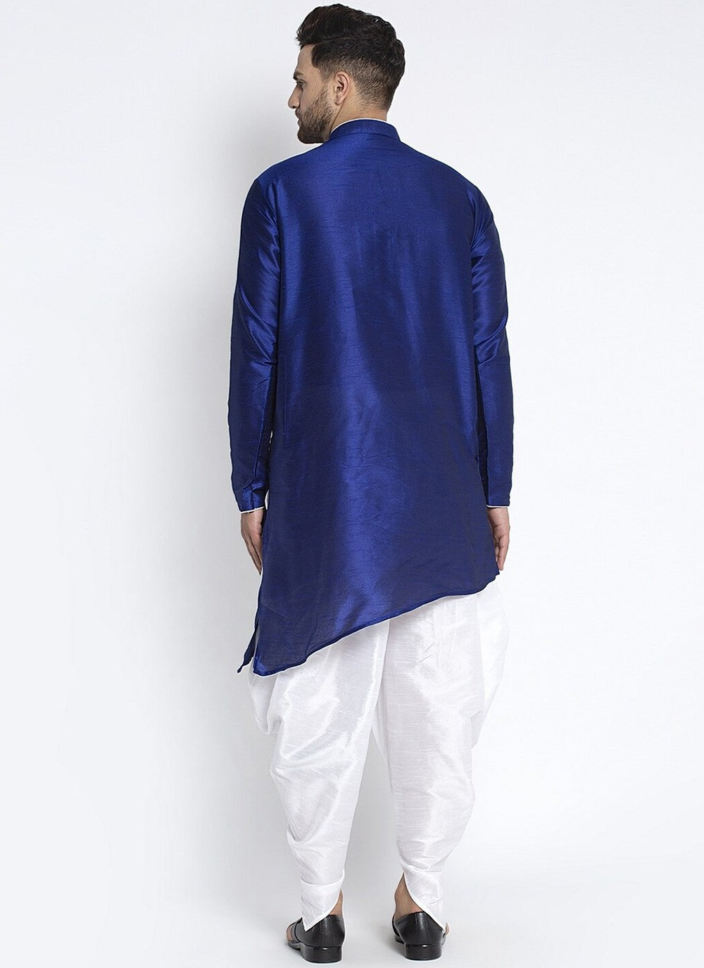 Plain Dupion Silk Blue Dhoti Kurta - M2391